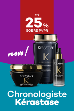 Gama Chronologiste da marca K&eacute;rastase com destaque promocional at&eacute; 25% sobre pre&ccedil;o de Venda ao P&uacute;blico Recomendado